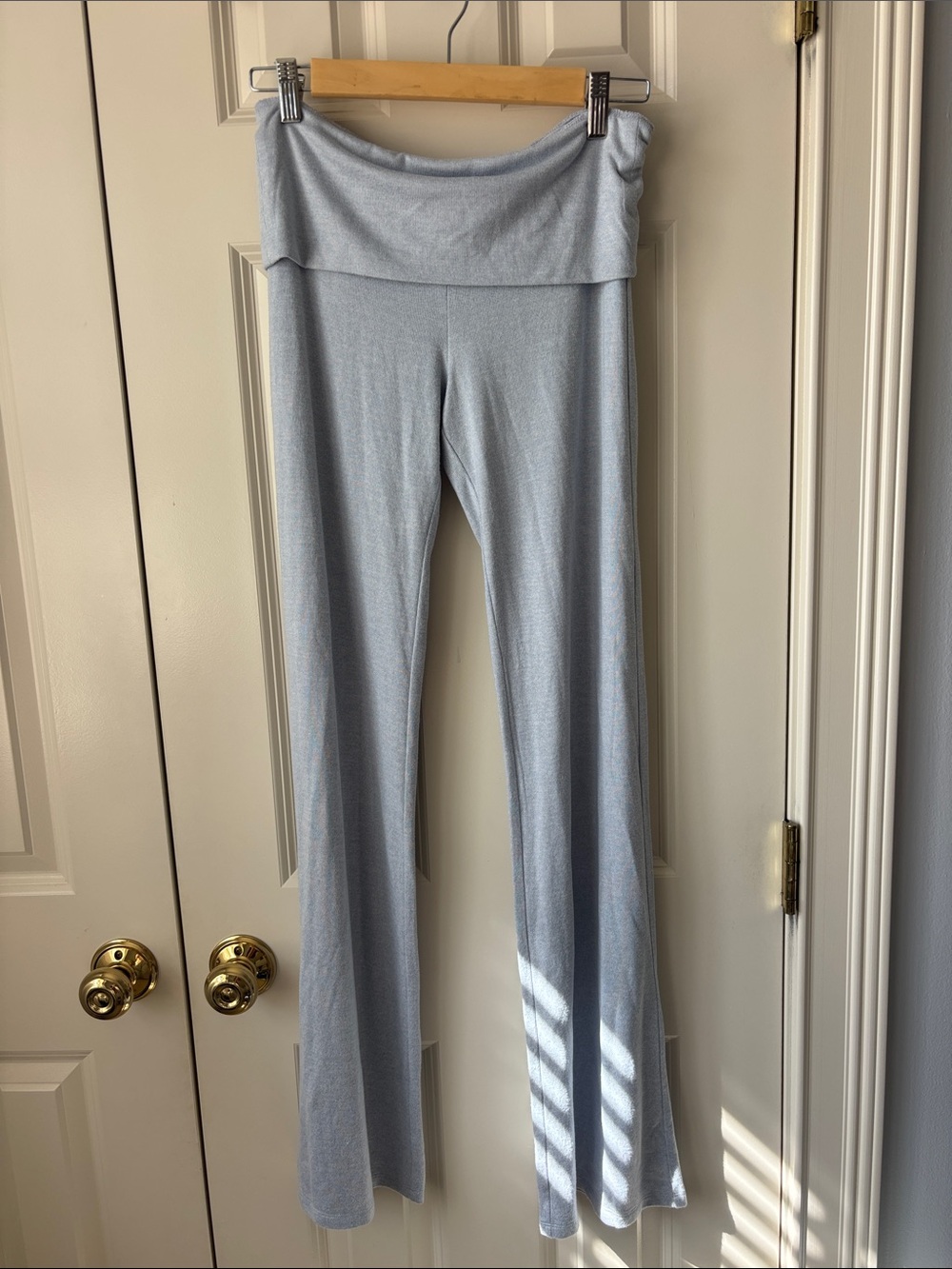 Hollister Light Blue Wide-Leg Fold-Over Waist Pants